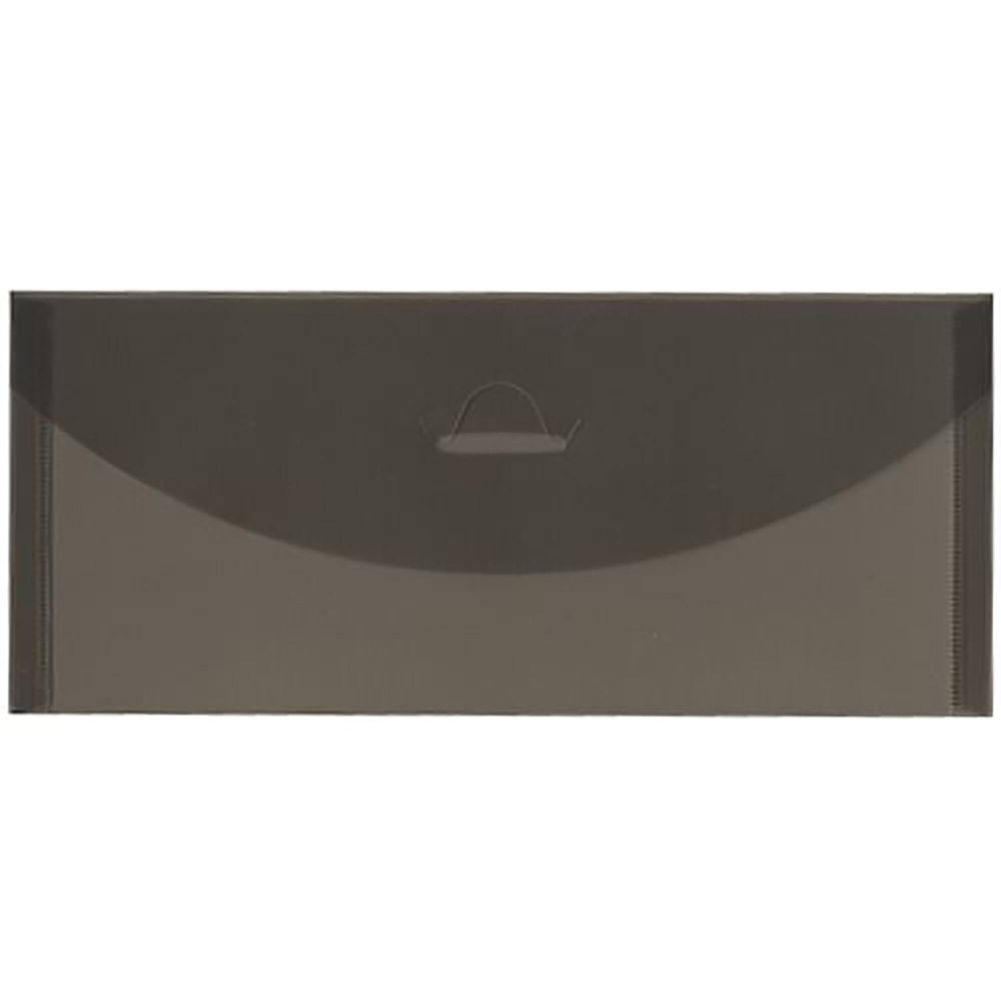 JAM Paper Smoke Gray Plastic Tuck Flap Closure 4.25" x 9.75" Envelopes, 12ct.